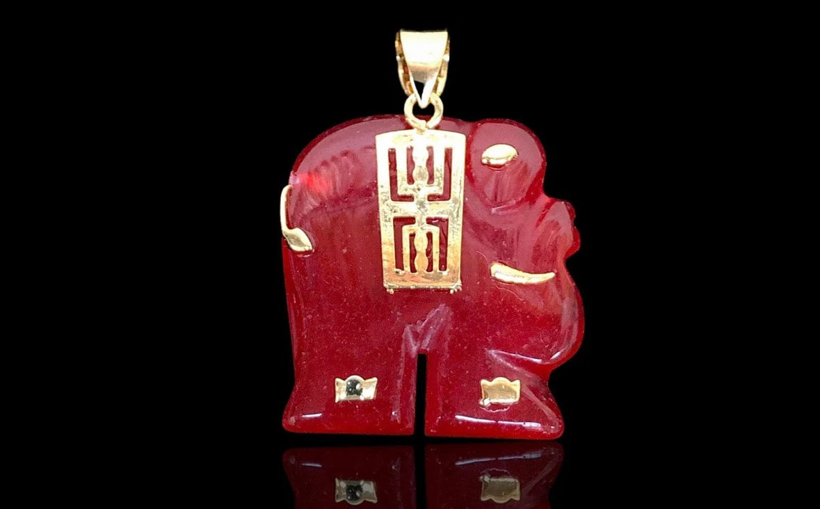 Gold Elephant Jade Necklace