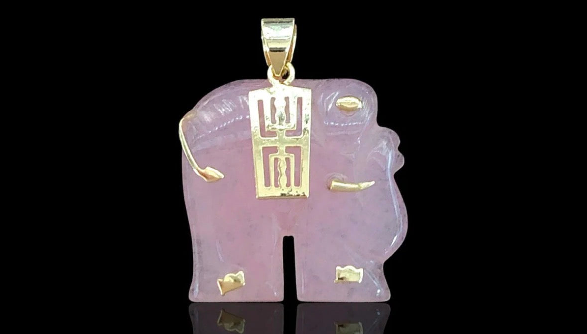 Gold Elephant Jade Necklace