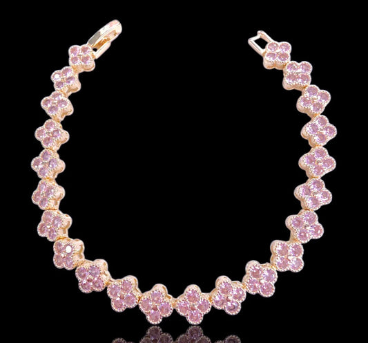 Pink Clover Tennis Bracelet