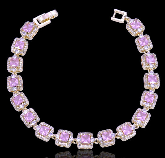 Pink Cushion Tennis Bracelet
