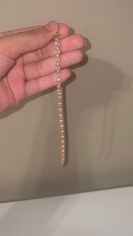 Pink Cushion Tennis Bracelet