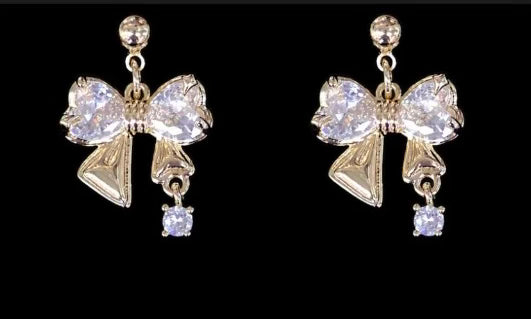 Diamond Bow Earrings