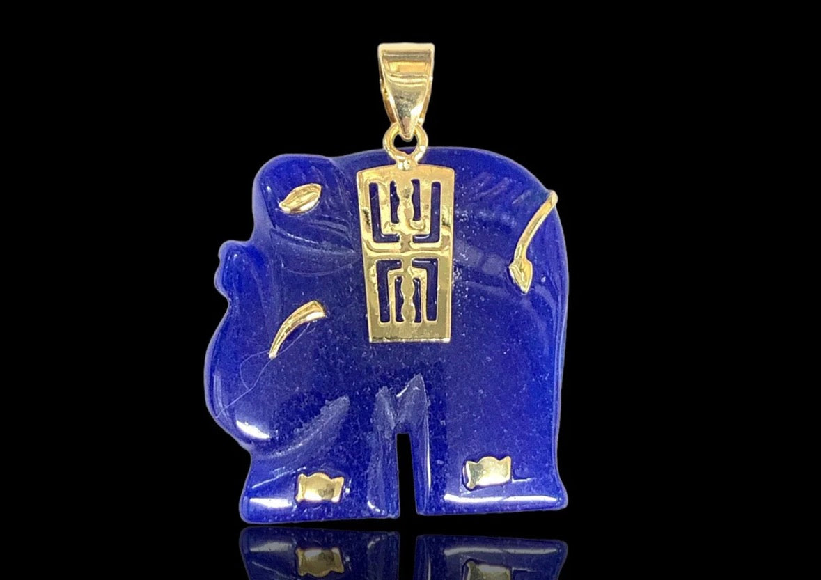 Gold Elephant Jade Necklace