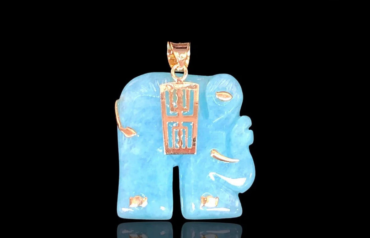 Gold Elephant Jade Necklace